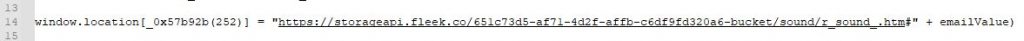 Fig. 5. Deobfuscated script from an attachment in an e-mail seemingly from HSBC Bank: link for redirecting the user