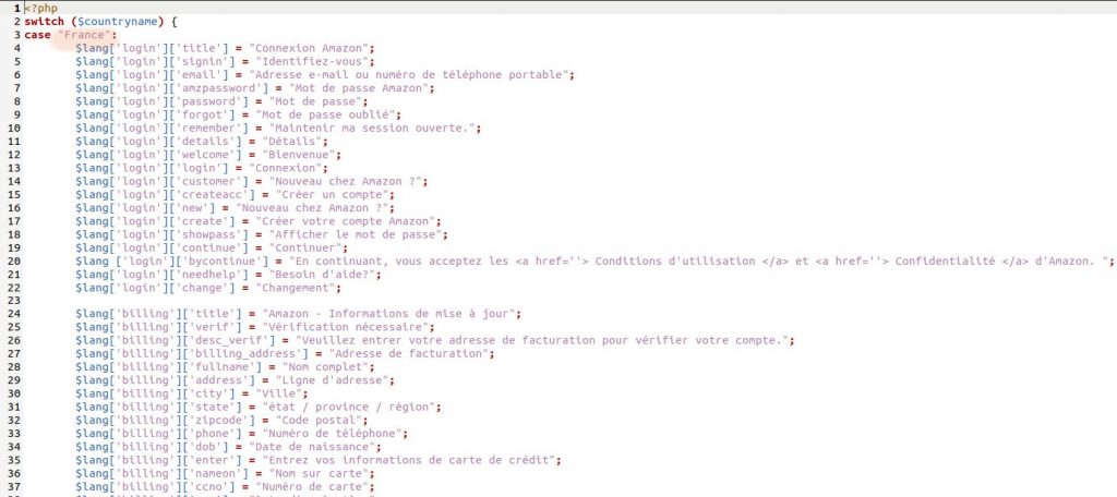 Dictionary from an advanced phishing kit