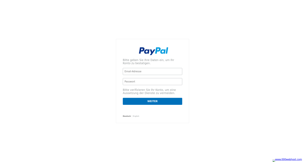 Example of a phishing page mimicking the PayPal login page