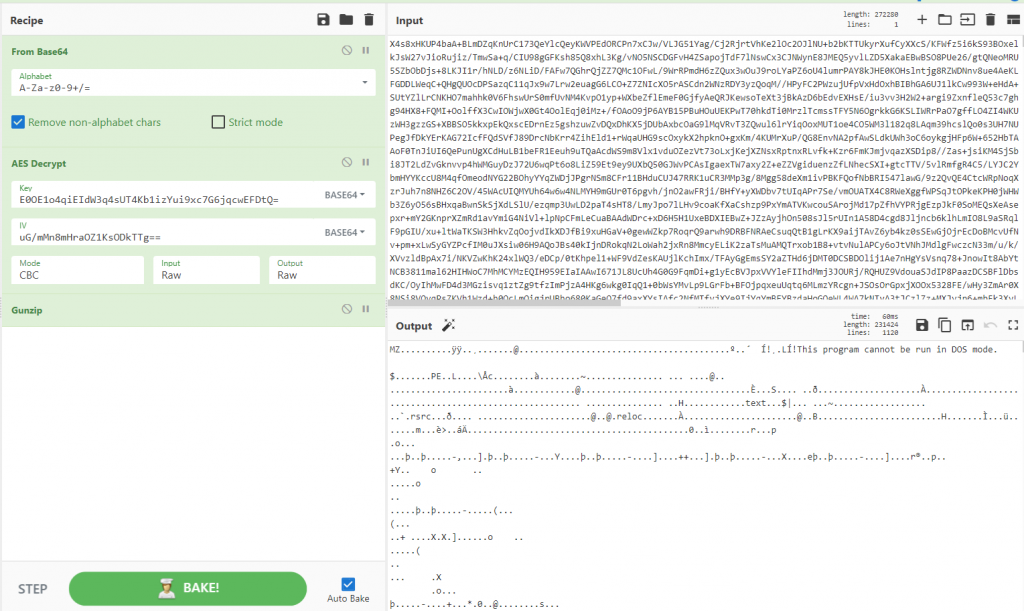 Decrypted binary